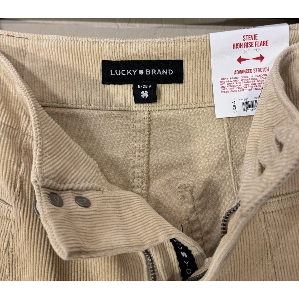 Lucky Brand Corduroy Pants Women 6/28 Ankle Stevie High Rise Flare Boho‎ NEW